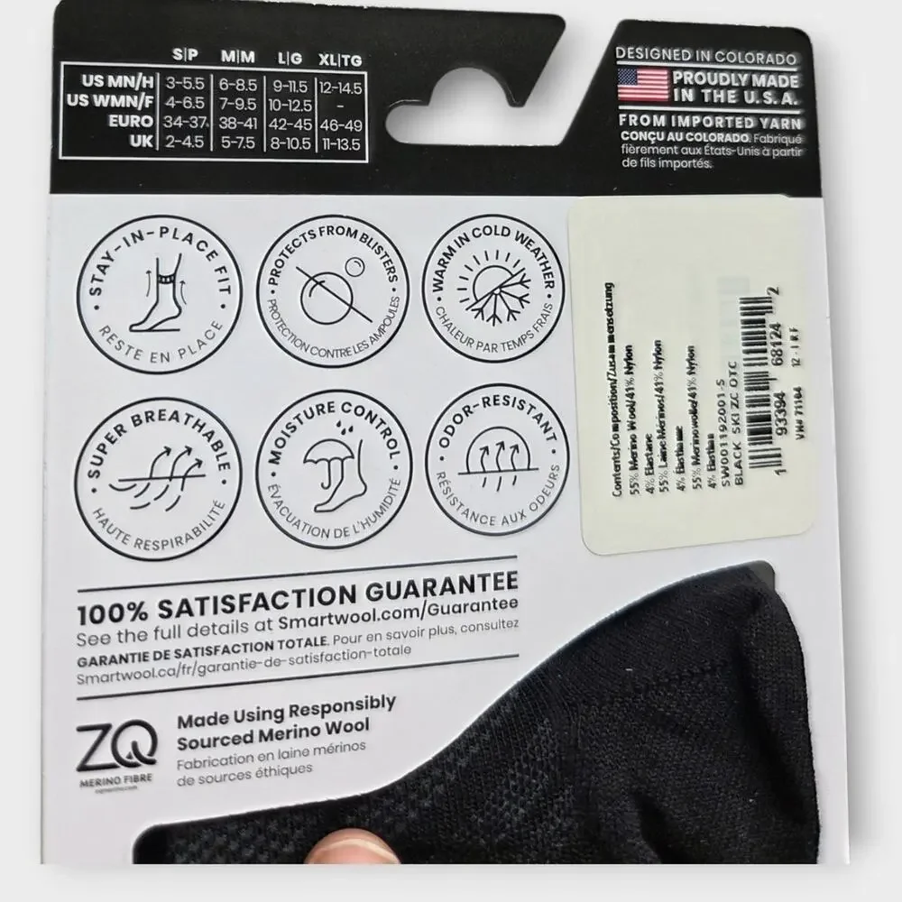 NEW (2) Smartwool Ski Zero Cushion Over the Calf Socks Black Women’s Sm 4 - 6.5